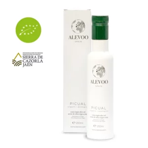 Estuche de Aceite Virgen Extra Picual Ecológico - Alevoo - Botella 250 ml.
