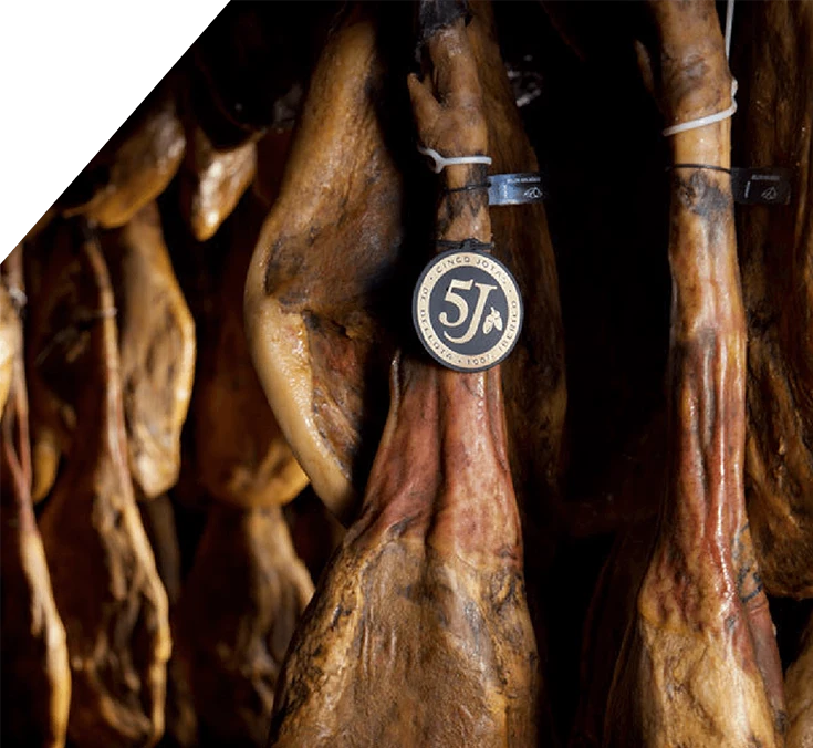 Jamones Ibéricos Cinco Jotas en bodega